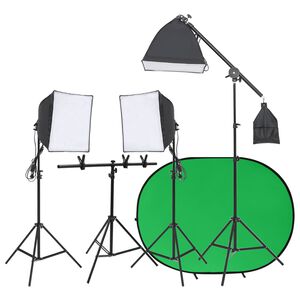 vidaXL Kit est&uacute;dio fotogr&aacute;fico c/ conj. de ilumina&ccedil;&atilde;o e tela de fundo