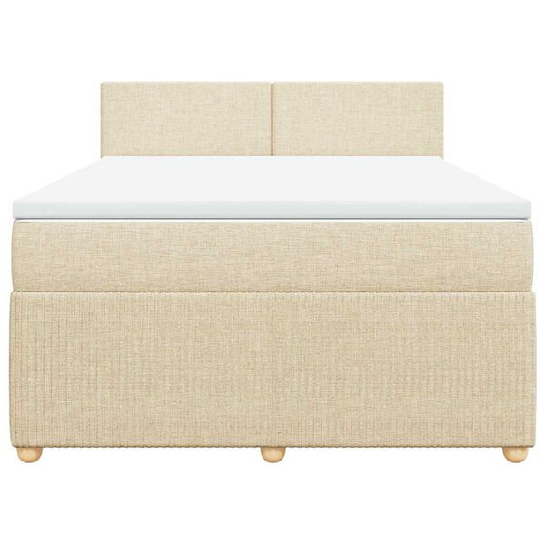 vidaXL Cama com molas/colch&atilde;o 140x190 cm tecido cor creme