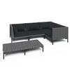 vidaXL 5 pcs conj. lounge jardim c/ almofadões vime PE cinzento-escuro