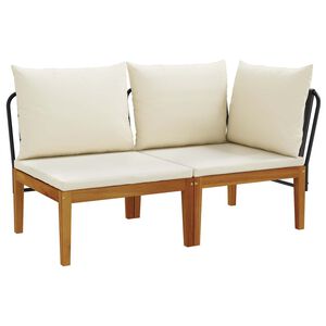vidaXL 2 unid. Conjunto de Lounge de Jardim com Almofadas Natural
