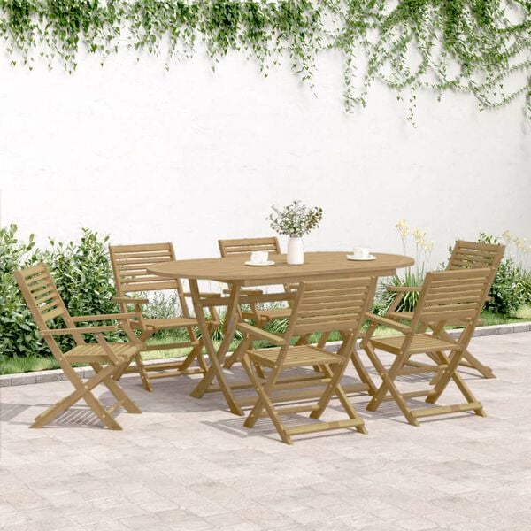 vidaXL 7 pcs conjunto de jantar para jardim madeira de ac&aacute;cia maci&ccedil;a
