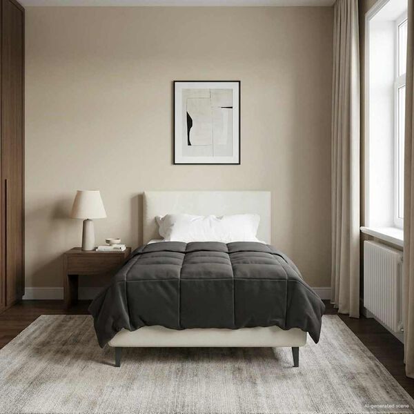 vidaXL Duvet de Ano Inteiro Antracite 155 x 200 cm Microfibra