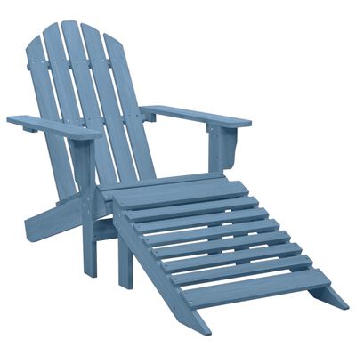 vidaXL Cadeira Adirondack para jardim com otomano abeto maciço azul