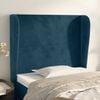 vidaXL Cabeceira cama c/ abas veludo 103x23x118/128 cm azul-escuro