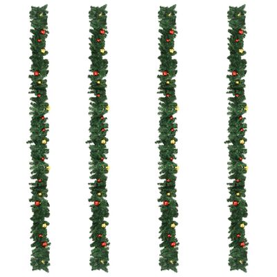 vidaXL Grinalda de Natal com enfeites 4 pcs 270 cm PVC verde