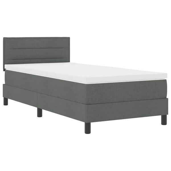 vidaXL Cama Box com colch&atilde;o Cinza Escuro 80 x 200 cm tecido