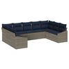 vidaXL Conjunto de Sof&aacute; de Jardim 9 pcs Cinza e Azul Marinho vime PE