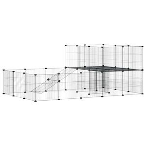 vidaXL Gaiola p/ animais de 36 pain&eacute;is c/ porta 175x105x70 cm a&ccedil;o preto