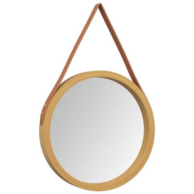 vidaXL Espelho de parede com alça Ø 35 cm dourado