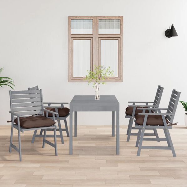 vidaXL Cadeiras de jantar p/ jardim 4 pcs c/ almofad&otilde;es ac&aacute;cia maci&ccedil;a