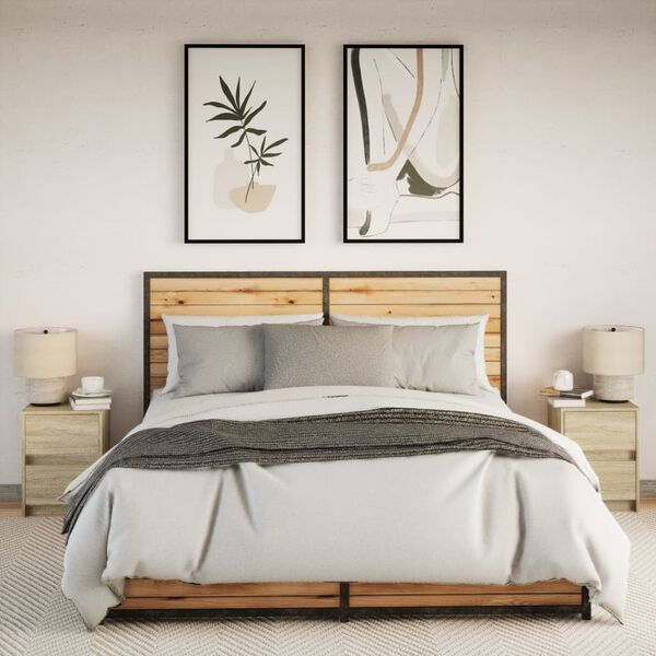 vidaXL Mesas cabeceira c/ LEDs 2 pcs derivados madeira carvalho sonoma