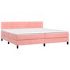 vidaXL Cama box spring c/ colch&atilde;o/LED 200x200 cm veludo rosa