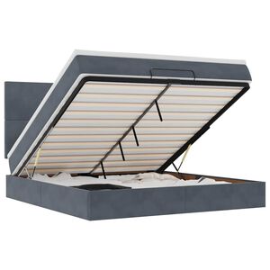 vidaXL Estrutura cama otomana colch&otilde;es 160x200 cm cinzento escuro