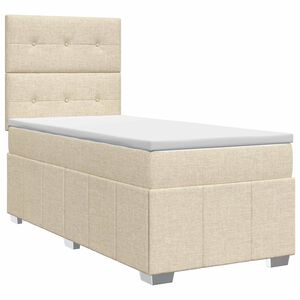 vidaXL Cama box spring com colch&atilde;o Creme 90 x 200 cm Tecido
