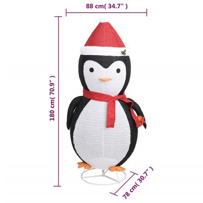 vidaXL Pinguim de Natal decorativo com luzes LED tecido de luxo 180 cm