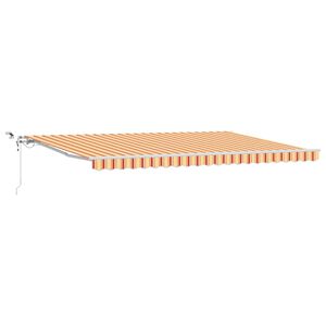 vidaXL Toldo Retr&aacute;til Amarelo e Laranja 500 &times; 300 cm Poli&eacute;ster e Metal