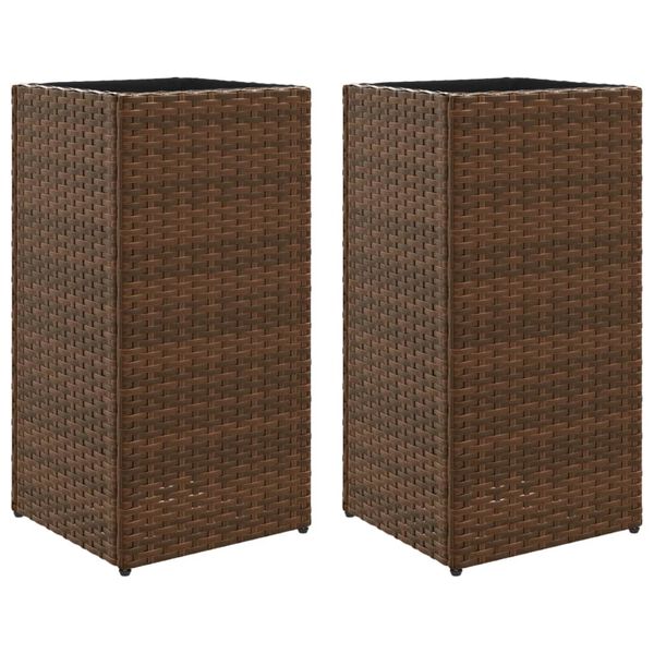 vidaXL Vaso/floreira de jardim 2 pcs 30x30x60 cm vime PE castanho