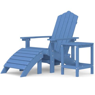 vidaXL Cadeira jardim Adirondack c/ apoio de pés/mesa PEAD ciano