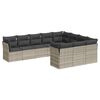 vidaXL 10 pcs conj. sof&aacute;s jardim com almofad&otilde;es vime PE cinzento-claro