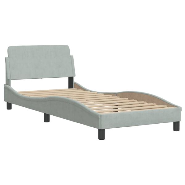 vidaXL Estrutura de cama sem colch&atilde;o Hanko 90x190 cm veludo cinzento-claro