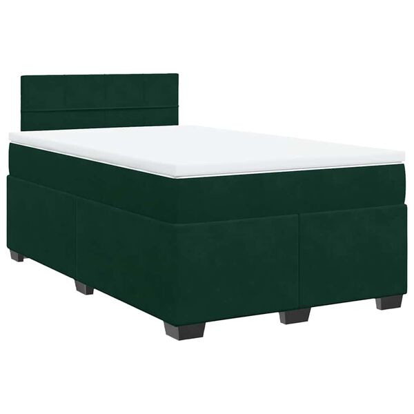 vidaXL Cama boxspring com colch&atilde;o 120x200 cm veludo verde-escuro
