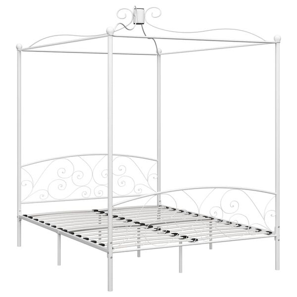 vidaXL Estrutura de cama com dossel metal 180x200 cm branco