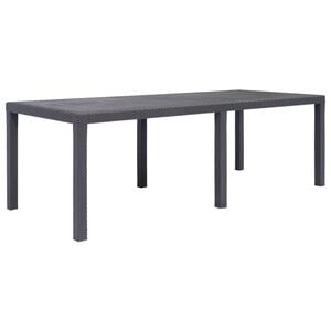 vidaXL Mesa de jardim 220x90x72cm pl&aacute;stico castanho com aspeto de vime