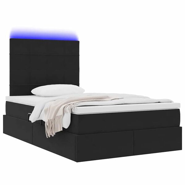 vidaXL Cama com arruma&ccedil;&atilde;o e LED com colch&atilde;o Preto 120 x 190 cm Veludo
