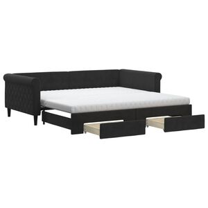 vidaXL Sof&aacute;-cama com gavet&atilde;o e gavetas 100x200 cm veludo preto