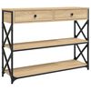 vidaXL Mesa consola 100x28x75 cm derivados de madeira carvalho sonoma