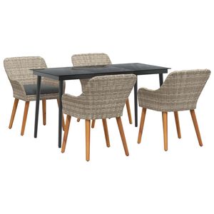 vidaXL Conjunto de Jantar para Jardim 5 unid. Cinzento-claro vime PE