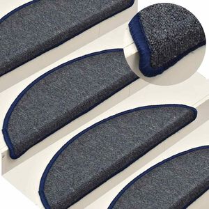 vidaXL Tapetes de escada 15 pe&ccedil;as 56x17x3 cm cinza escuro e azul semicircular