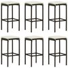 vidaXL Bancos de bar com almofad&otilde;es 6 pcs vime PE castanho