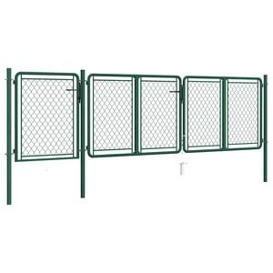 vidaXL Port&atilde;o de jardim em a&ccedil;o 400 x 75 cm verde