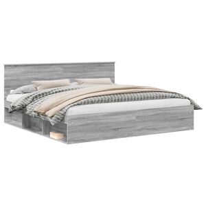 vidaXL Estrutura da Cama com cabeceira Cinza Sonoma 200 x 200 cm