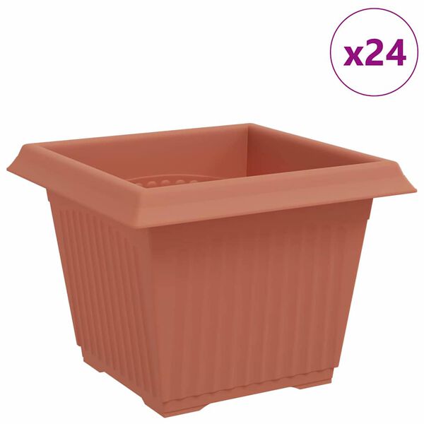 vidaXL Vaso Quadrado para Flores 24 pcs Vermelho Tijolo Pl&aacute;stico
