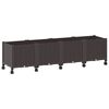 vidaXL Vaso de Jardim com Rodas Castanho 160 x 40 x 44 cm PP
