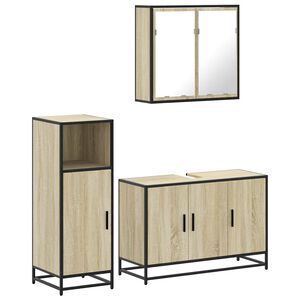 vidaXL 3 pcs conj. m&oacute;veis casa banho derivados madeira carvalho sonoma