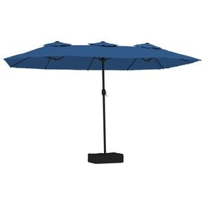 vidaXL Guarda-sol de jardim com cabe&ccedil;a dupla 449x265 cm azul-ciano