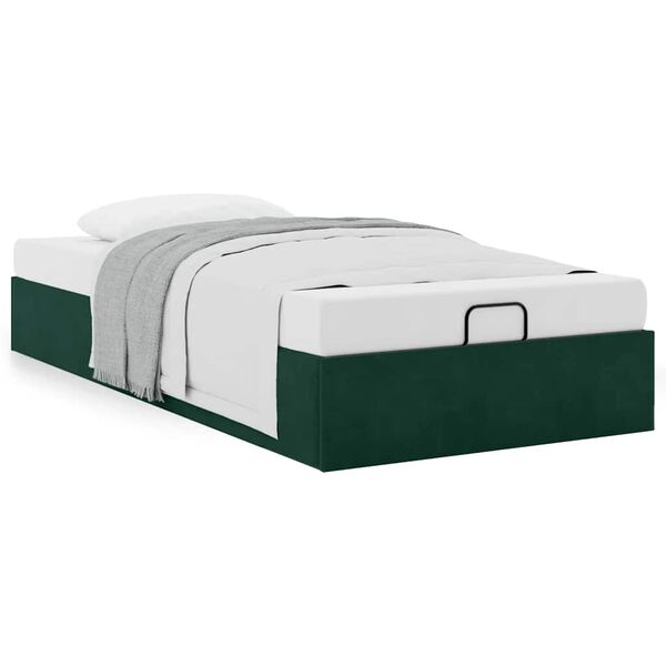 vidaXL Otomano Bed Frame No Colch&atilde;o Verde Escuro 80x200 cm Veludo