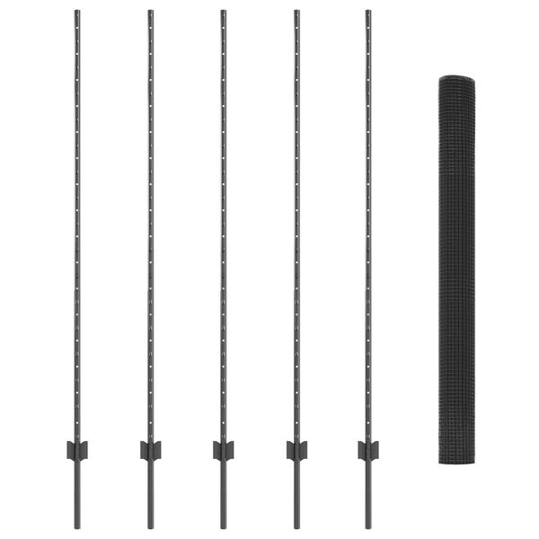 vidaXL Cerca com Postes Cinzeto 1.5 x 10 m A&ccedil;o