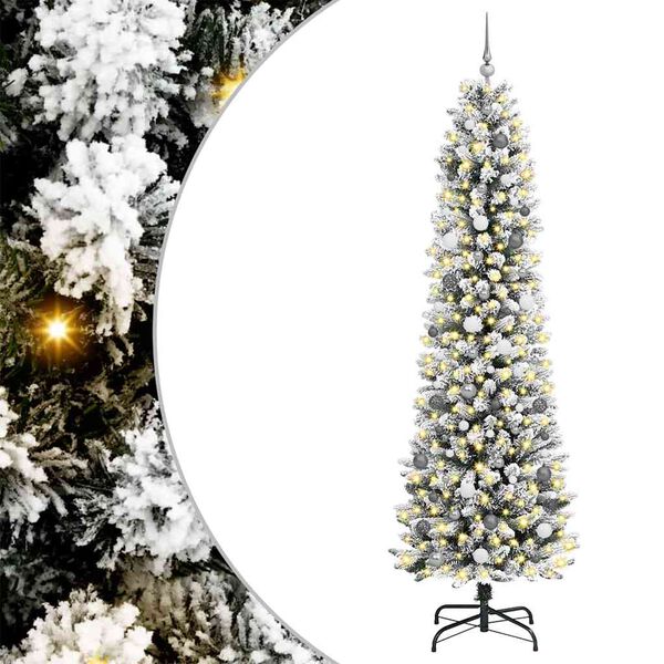 vidaXL &Aacute;rvore de Natal Artificial Branco 240 cm PVC, Metal e Pl&aacute;stico