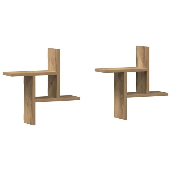 vidaXL Prateleiras de parede 2pcs derivados madeira carvalho artisiano
