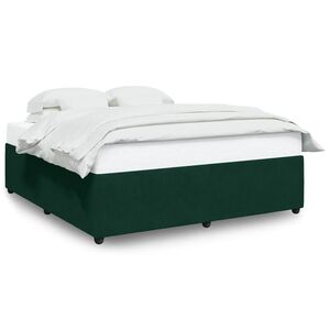 vidaXL Estrutura de cama sem colch&atilde;o 200x200 cm veludo verde-escuro