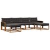 vidaXL Conjunto de Sof&aacute;s para Exterior 6 pcs Natural e Preto