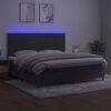 vidaXL Cama box spring c/ colch&atilde;o/LED 200x200cm veludo cinzento-escuro