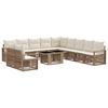 vidaXL Conjunto de Sof&aacute; de Jardim 12 unid. Bege e Branco Creme vime PE