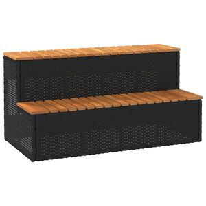 vidaXL Degrau p/ hidromassagem 100x50x50,5 cm PE e ac&aacute;cia maci&ccedil;a preto