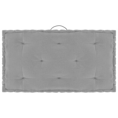 vidaXL Almofadões para sofá de paletes 7 pcs algodão cinzento