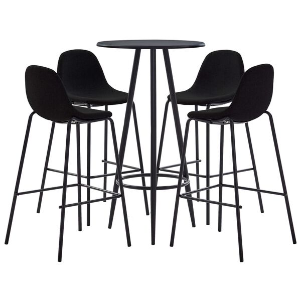 vidaXL 5 pcs conjunto de bar tecido preto